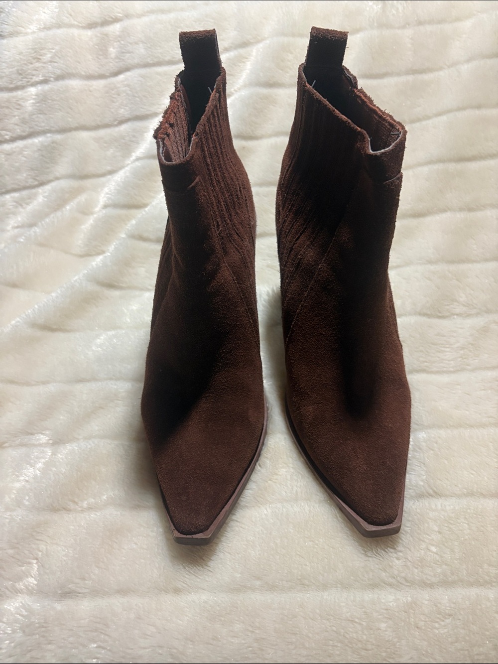 Vince Camuto Dark Brown Suede Pointed Toe Ankle Booties 8